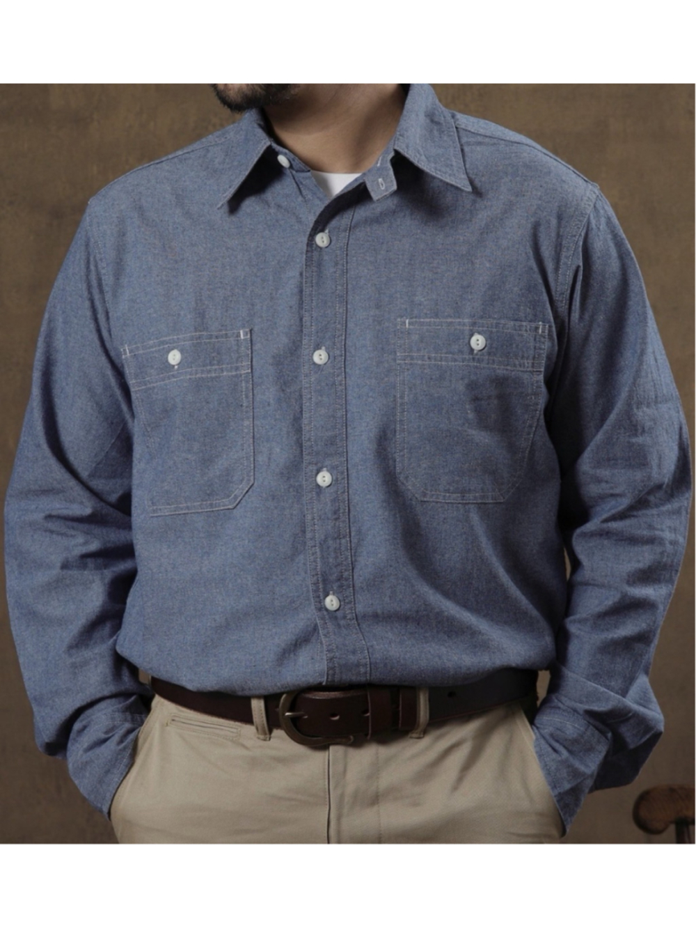 Blue Chambray Work Shirt L Non Stock Mfg.